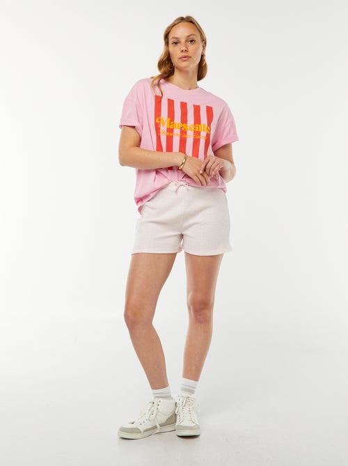 Calções com atilhos para apertar e estampado vichy - Kiabi