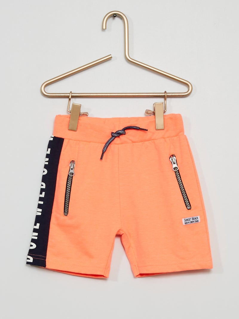 Calções com bolsos com fecho em moletão Coral - Kiabi
