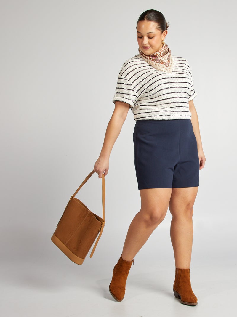 Calções com cintura subida AZUL - Kiabi