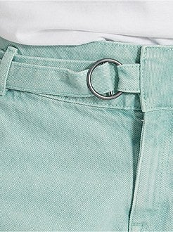 Calções com cintura subida cintada assimétrica - Kiabi