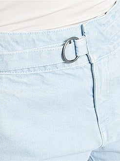 Calções com cintura subida cintada assimétrica - Kiabi