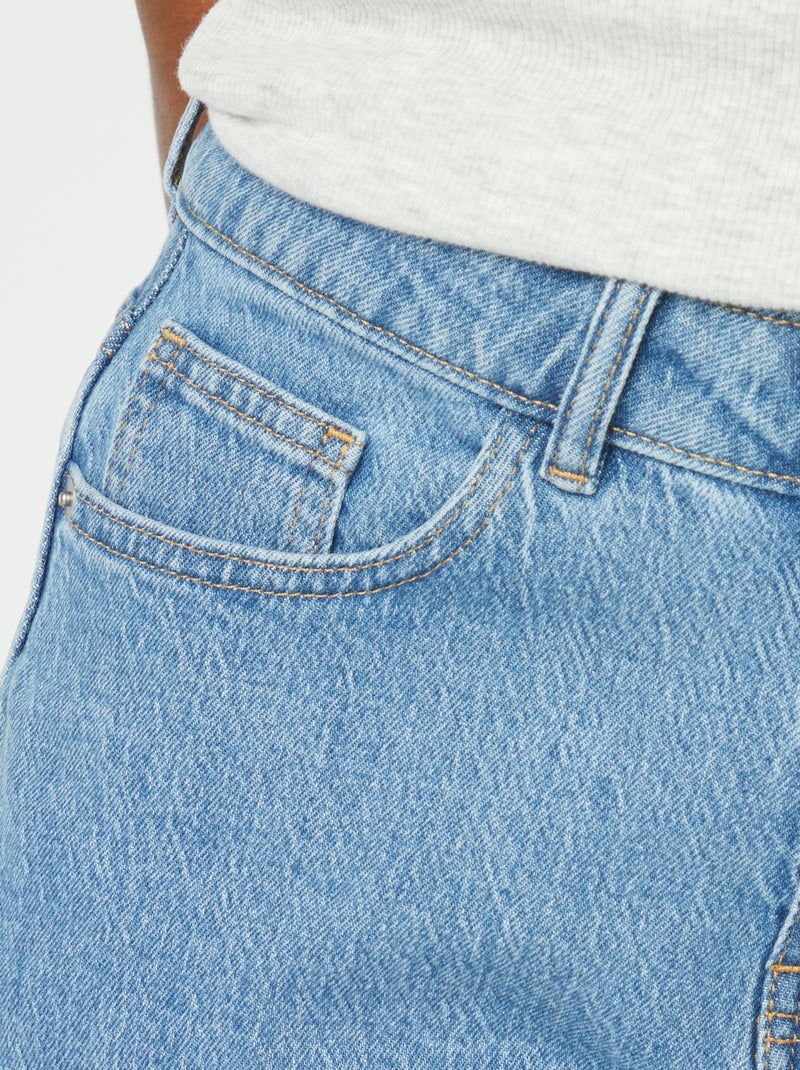 Calções com cintura subida de ganga AZUL - Kiabi