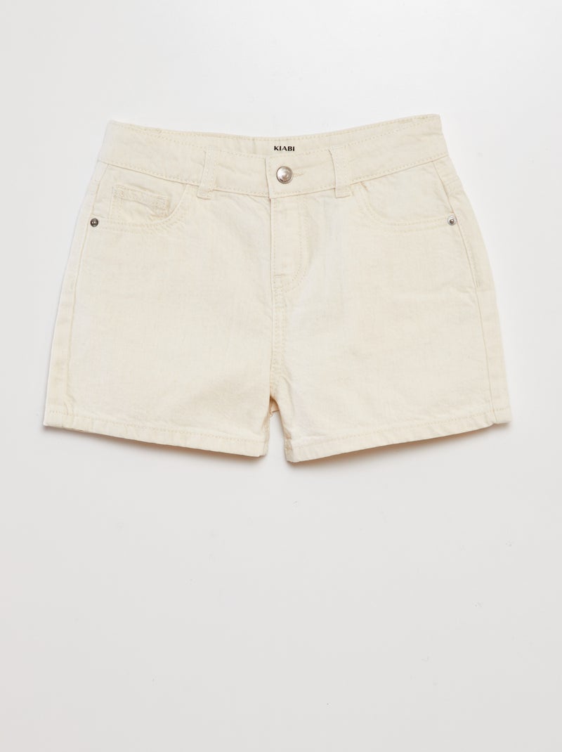 Calções com cintura subida de ganga BRANCO - Kiabi