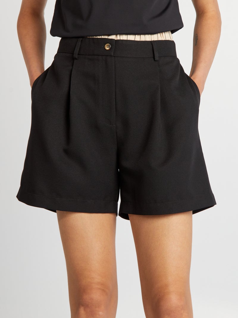 Calções com cintura subida efeito roupa interior Preto - Kiabi