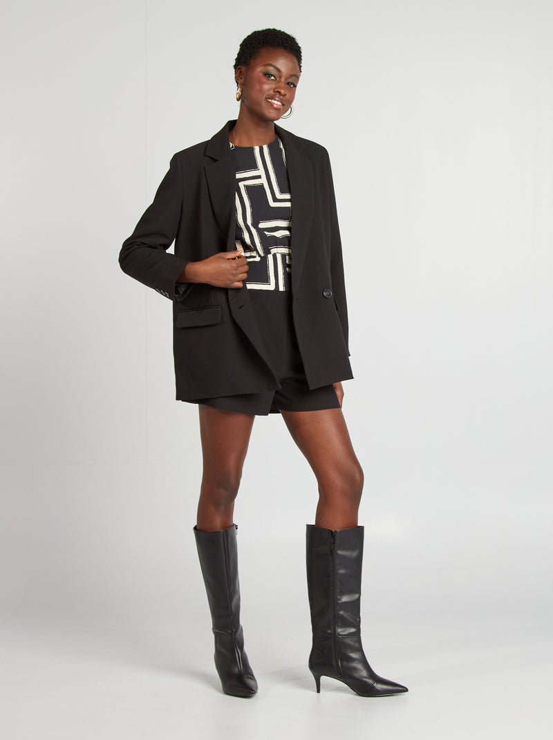 Calções com cintura subida Preto - Kiabi