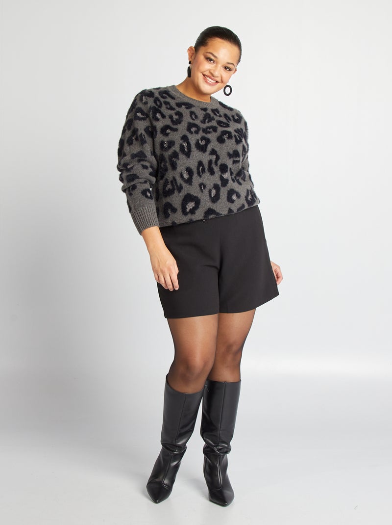 Calções com cintura subida Preto - Kiabi