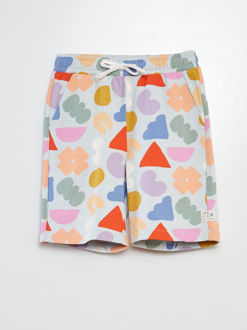 Calções com estampado em moletão fino - Graphik Edition BRANCO - Kiabi