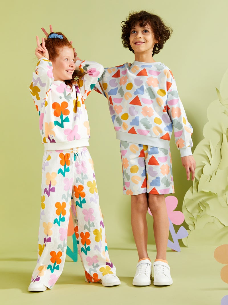 Calções com estampado em moletão fino - Graphik Edition BRANCO - Kiabi