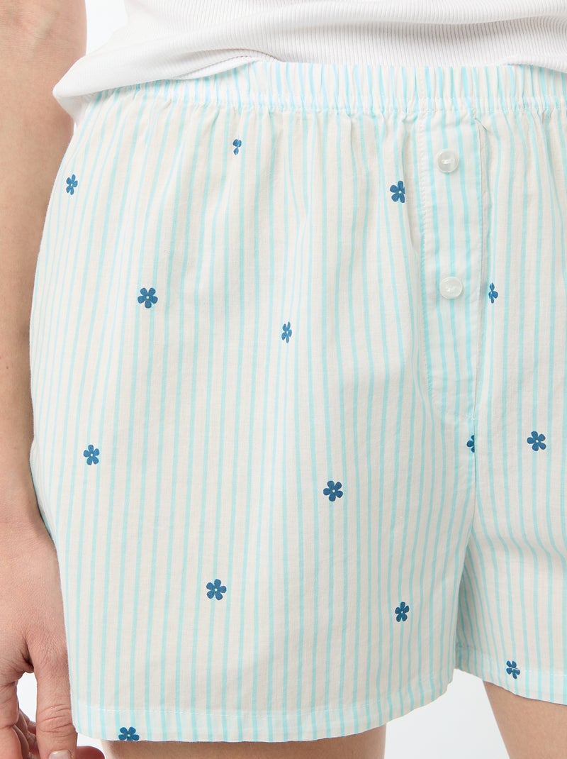 Calções com estampado floral integral Azul - Kiabi