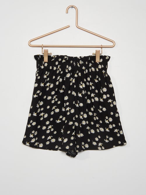Calções com estampado florido em viscose - Kiabi
