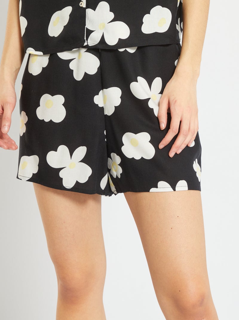 Calções com estampado florido em viscose PRETO - Kiabi