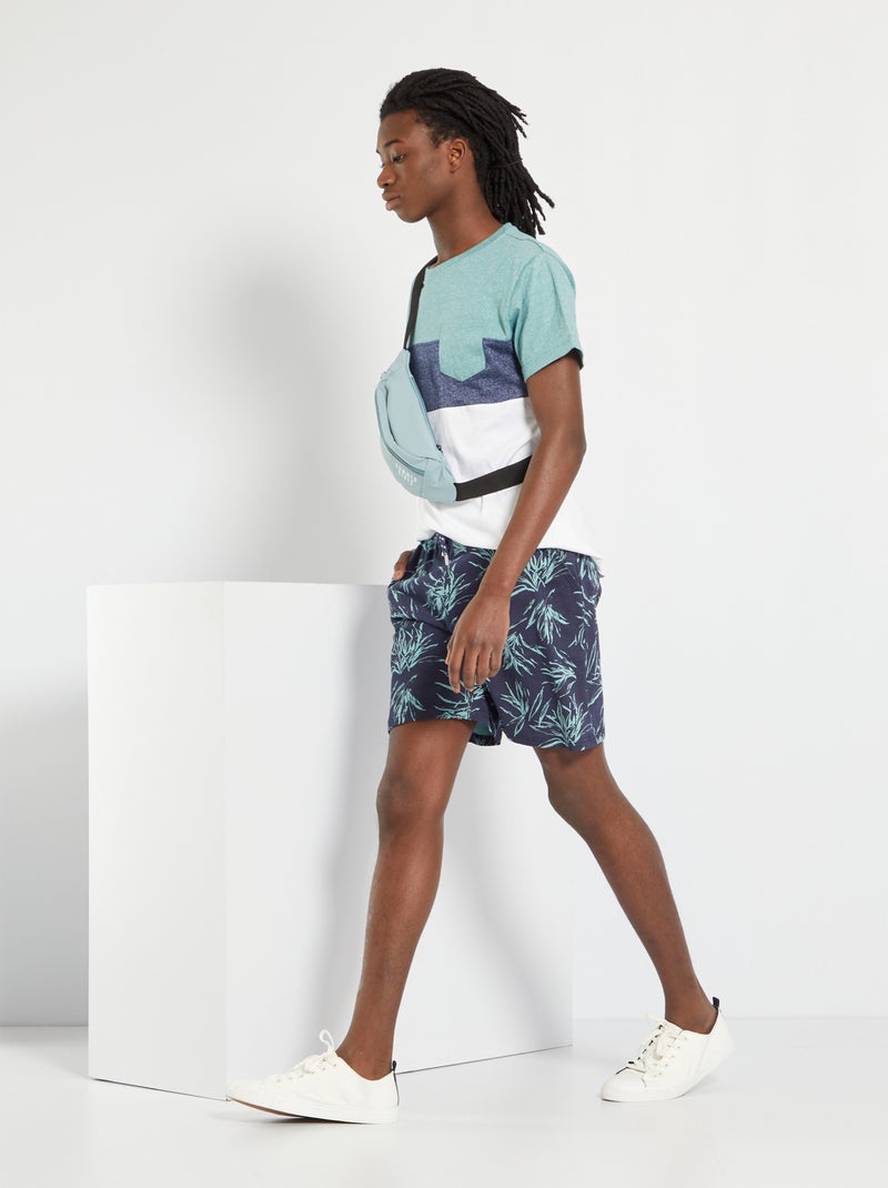 Calções com estampado 'folhas' Azul Marinho - Kiabi