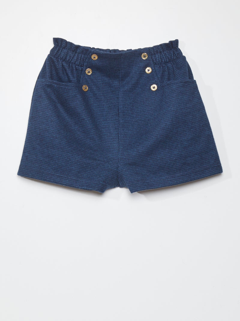 Calções com estampado 'pied-de-poule' AZUL - Kiabi