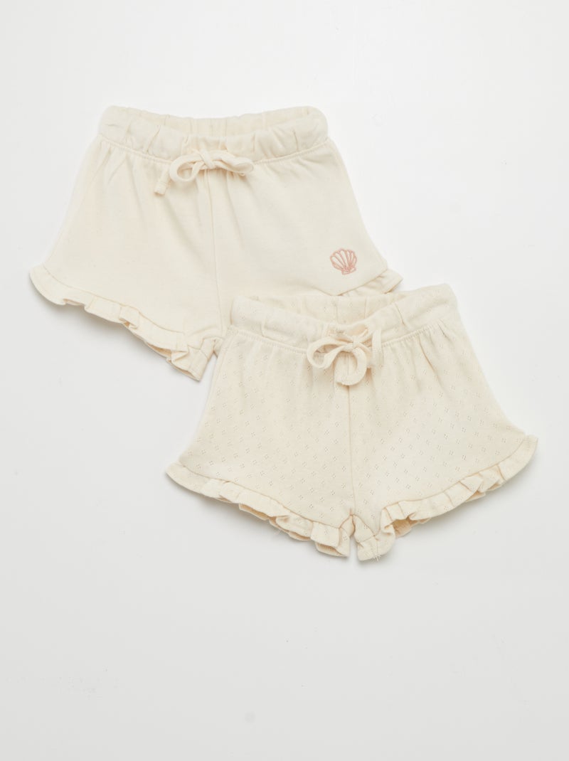 Calções com folhos BRANCO - Kiabi