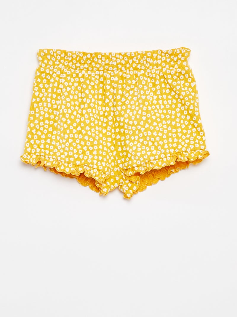 Calções com folhos e estampado AMARELO - Kiabi