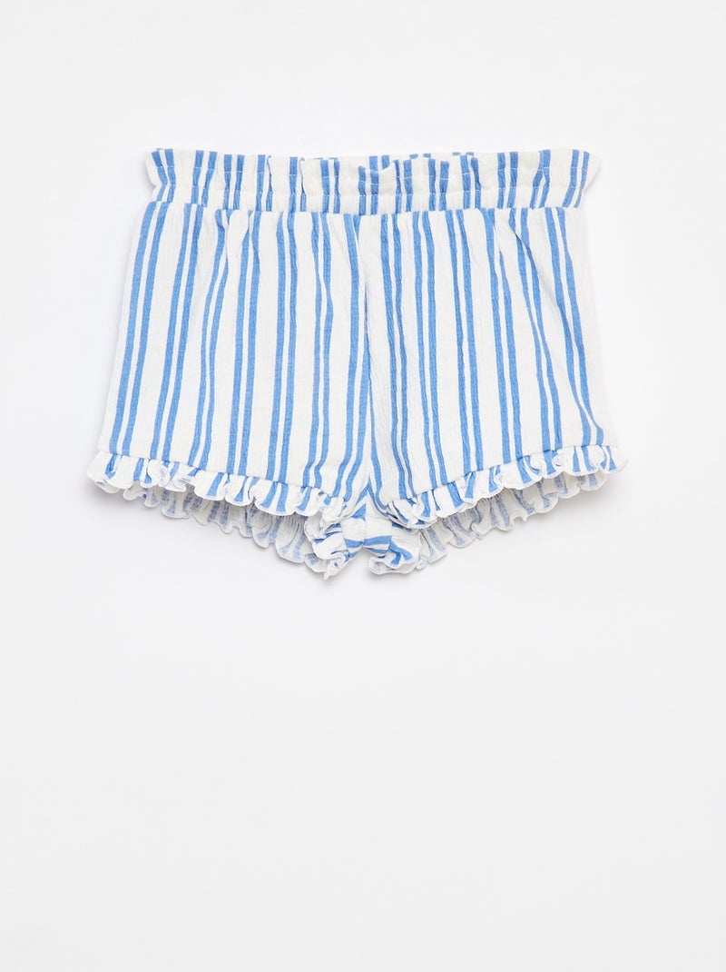 Calções com folhos e estampado BRANCO - Kiabi