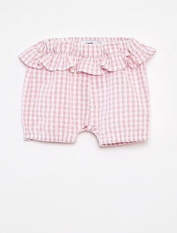 Calções com folhos e estampado vichy 'Name It'