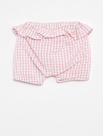 Calções com folhos e estampado vichy 'Name It'