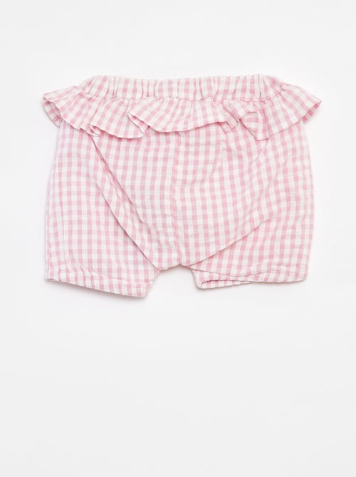 Calções com folhos e estampado vichy 'Name It' - Kiabi