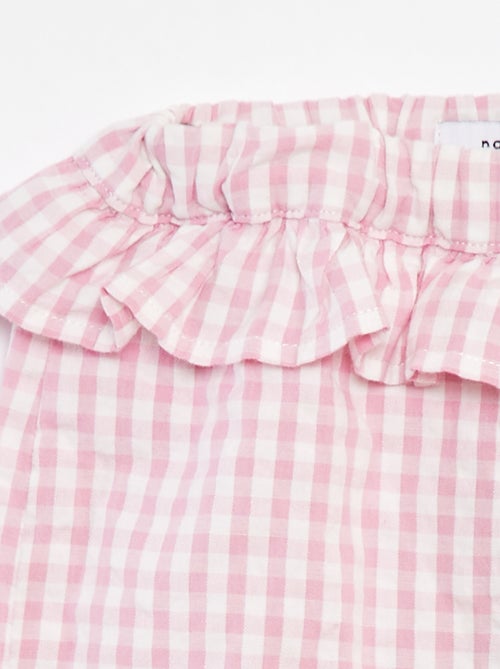 Calções com folhos e estampado vichy 'Name It' - Kiabi