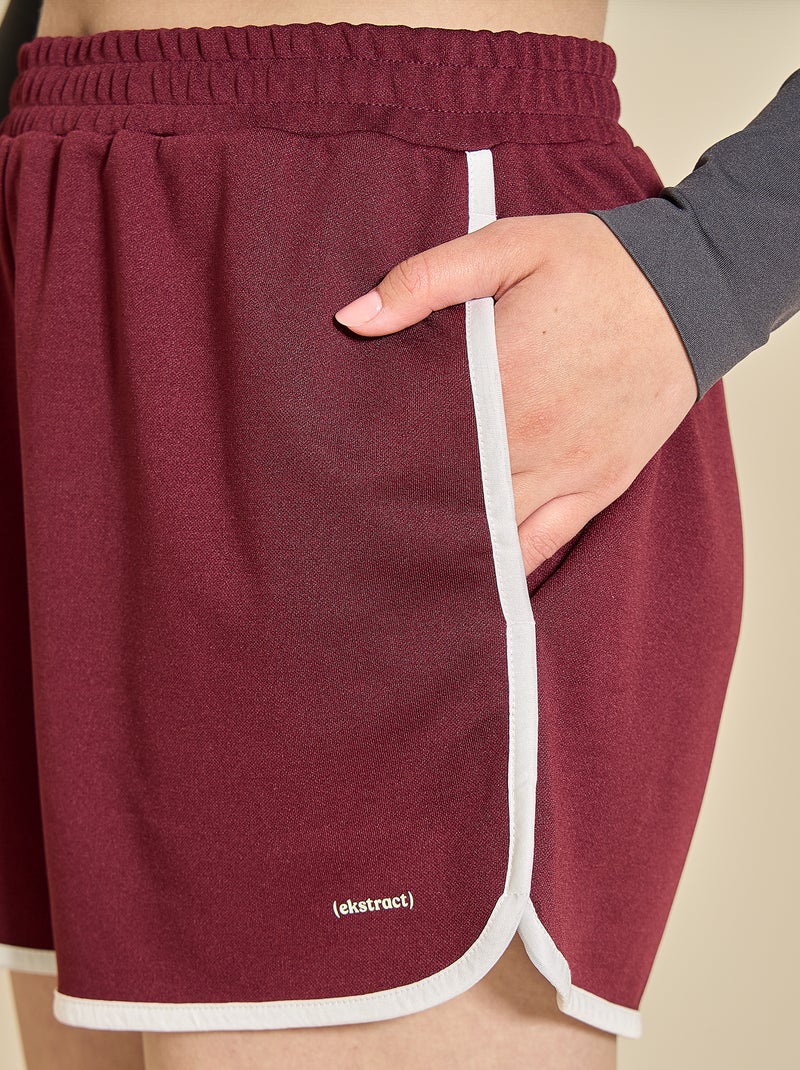 Calções com orlas contrastantes - (ekstract) Bordeaux - Kiabi