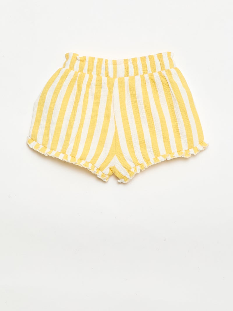 Calções com padrão e base com folhos Amarelo - Kiabi