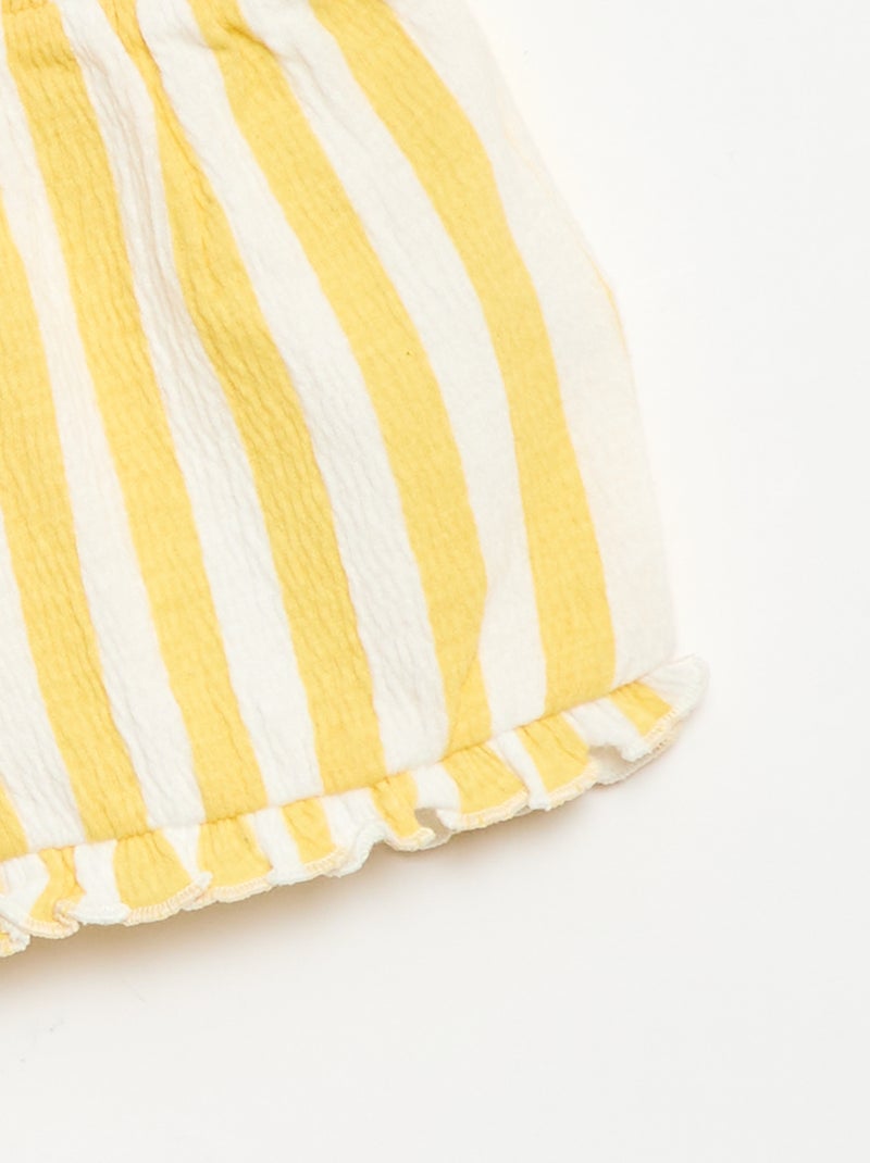 Calções com padrão e base com folhos Amarelo - Kiabi