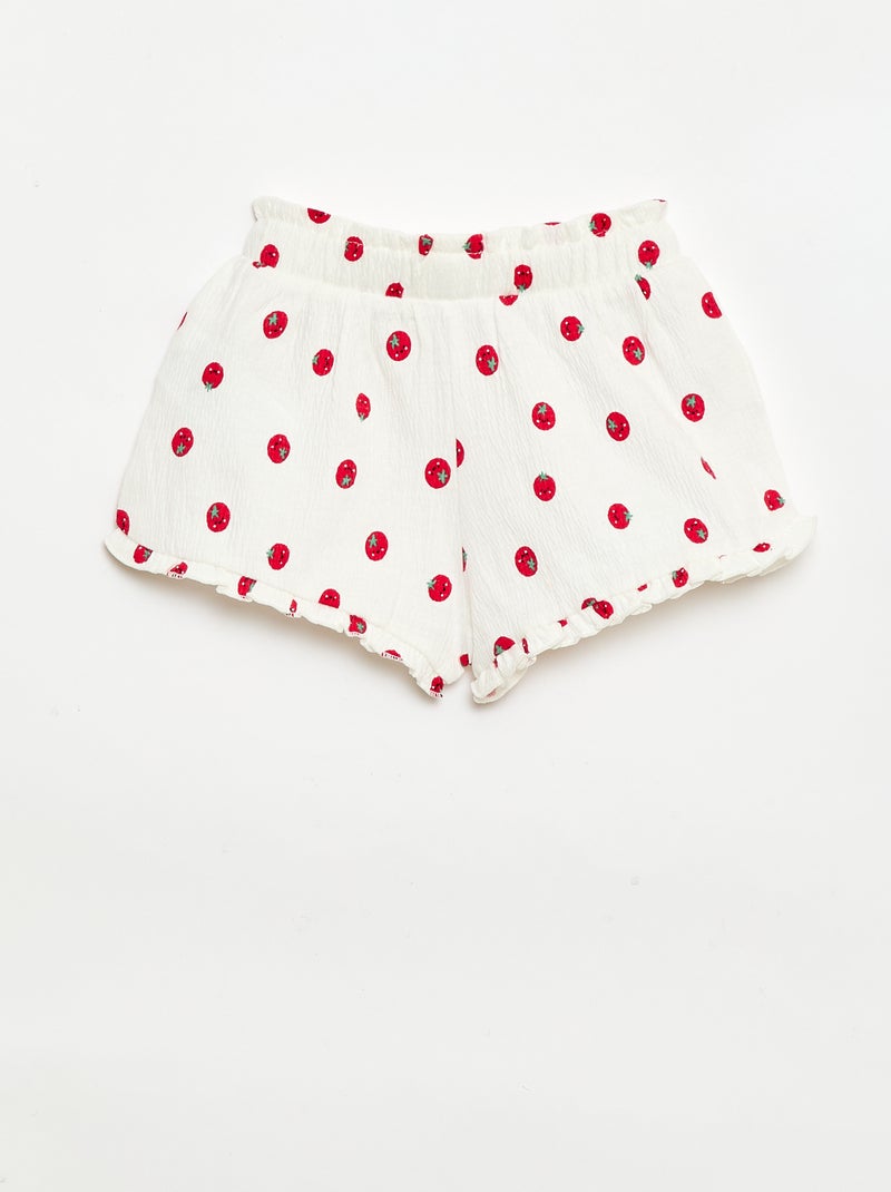 Calções com padrão e base com folhos Branco - Kiabi