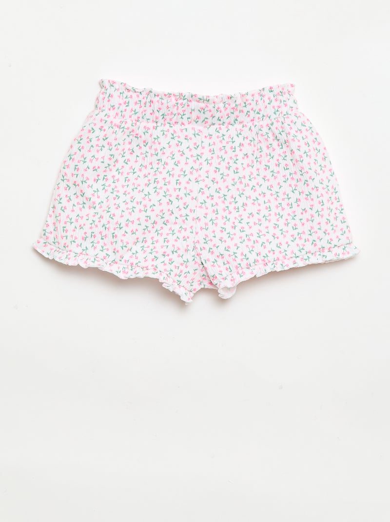Calções com padrão e base com folhos Rosa - Kiabi