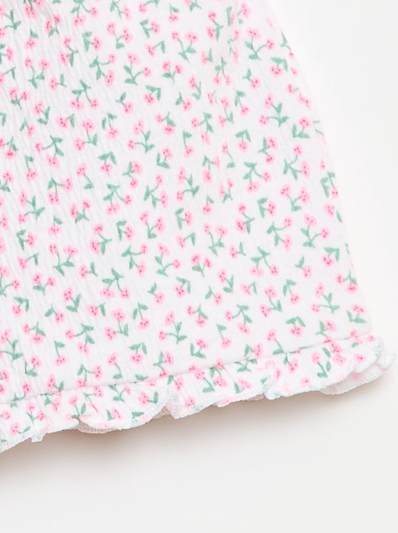 Calções com padrão e base com folhos Rosa - Kiabi