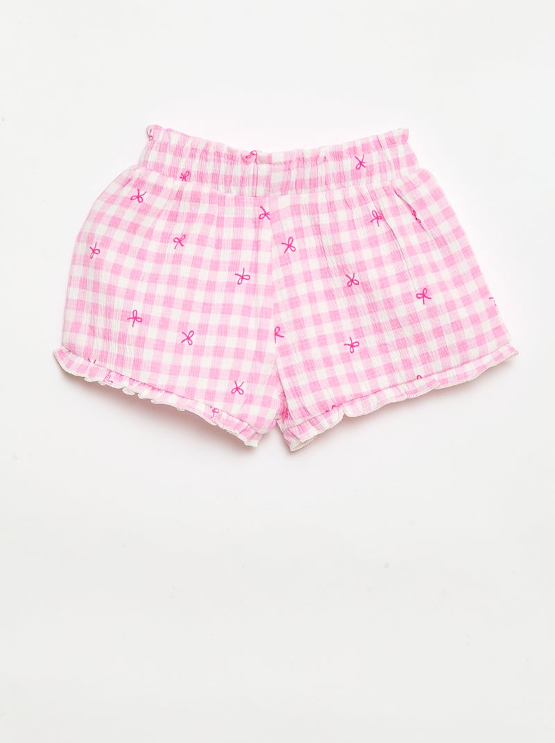 Calções com padrão e base com folhos Rosa - Kiabi