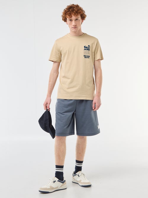 Calções com patch em algodão liso - Kiabi