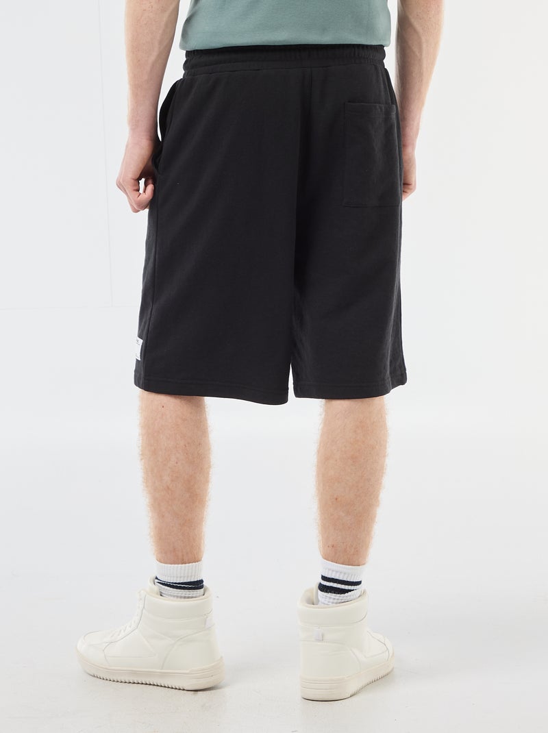 Calções com patch em algodão liso Preto - Kiabi