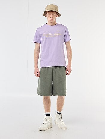 Calções com patch em algodão liso