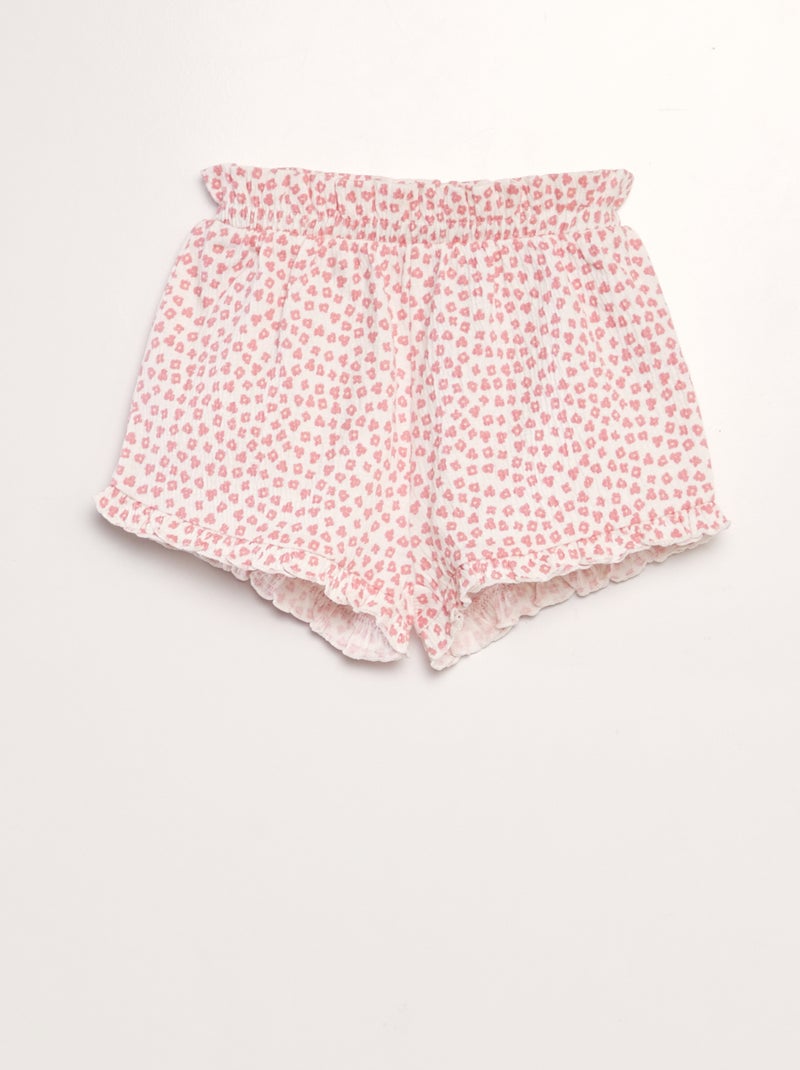 Calções com rebordos com folhos BRANCO - Kiabi