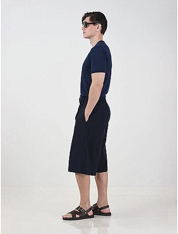 Calções compridos de perna larga estilo chino com cintura com cordão giesto
