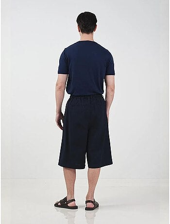 Calções compridos de perna larga estilo chino com cintura com cordão giesto