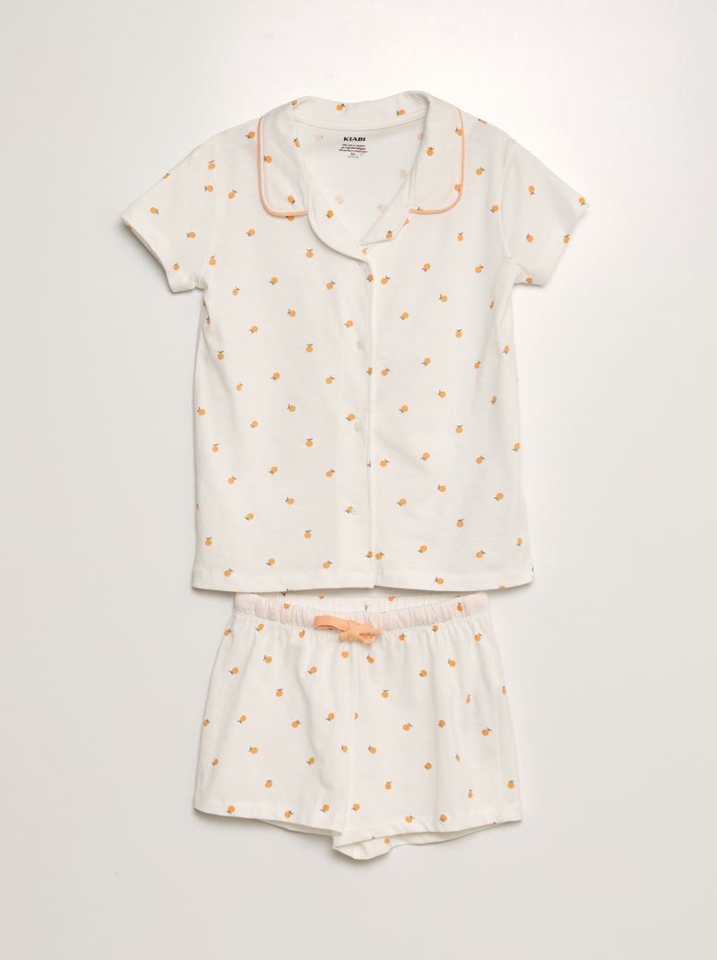 Calções curto camisa + calções com motivo BRANCO - Kiabi