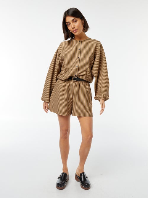 Calções curtos às riscas com bolsos - Kiabi