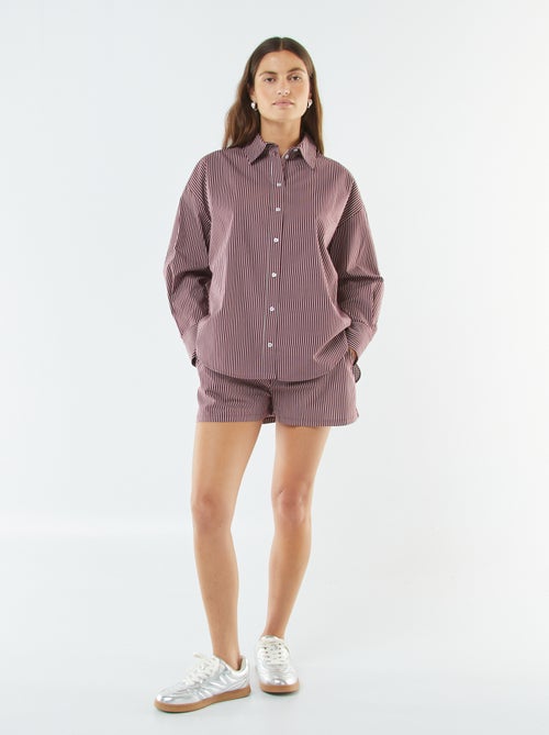 Calções curtos às riscas em popelina - Kiabi