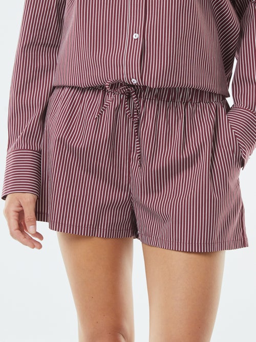 Calções curtos às riscas em popelina - Kiabi