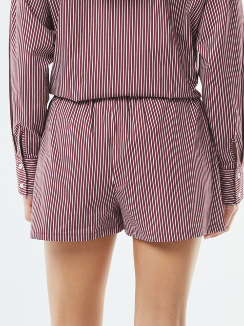 Calções curtos às riscas em popelina - Kiabi