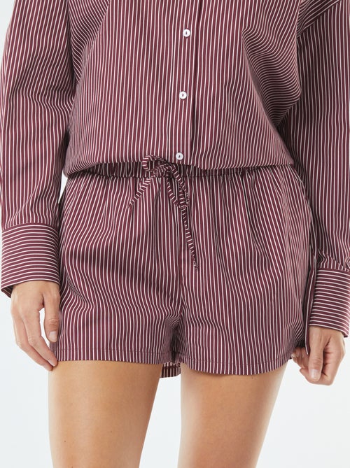 Calções curtos às riscas em popelina - Kiabi