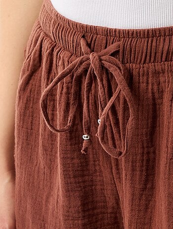 Calções curtos de gaze de algodão