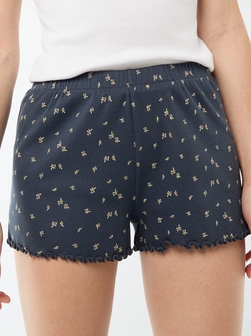 Calções curtos de pijama com padrão floral integral em algodão - Kiabi