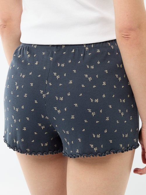 Calções curtos de pijama com padrão floral integral em algodão - Kiabi