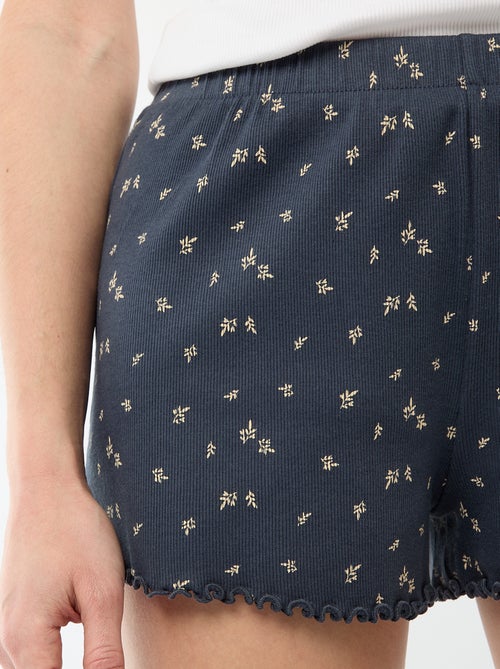 Calções curtos de pijama com padrão floral integral em algodão - Kiabi