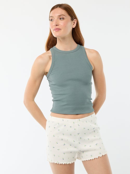 Calções curtos de pijama com padrão floral integral em algodão - Kiabi