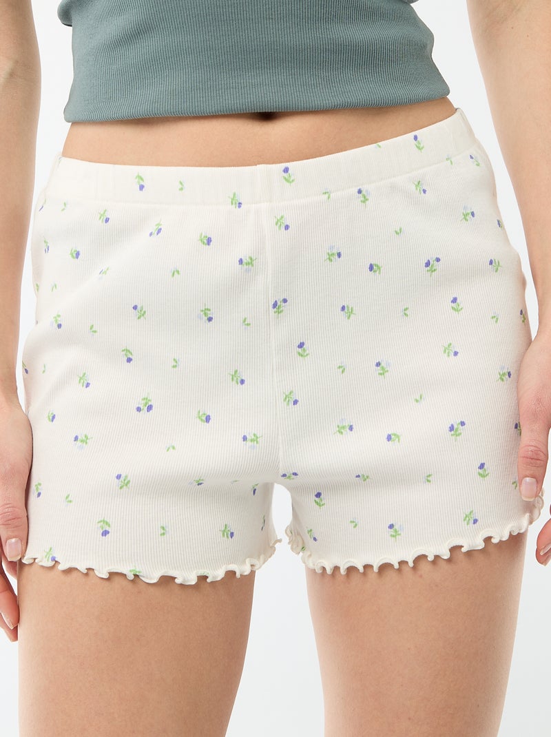 Calções curtos de pijama com padrão floral integral em algodão Branco - Kiabi