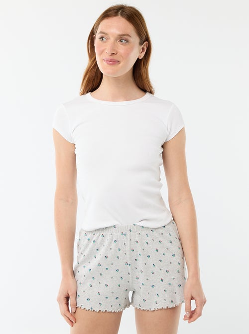 Calções curtos de pijama com padrão floral integral em algodão - Kiabi